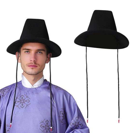 Festive Sun Hats Men Boys Teens Performance Hat Idol Cosplay Cap Headwear Wide Brim Summer UV Protection Black Hat