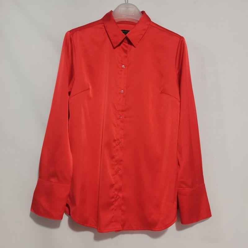 Export Fashion Original Single Cut Label Peter Pan Collar Long Sleeves Shirt Women's Acetate Silks and Satins Basic Style Business Shirt Base