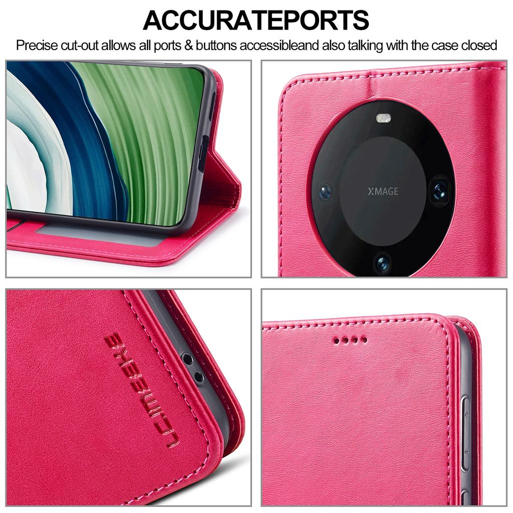 LC.IMEEKE For Huawei Mate 60 PU Leather Stand Wallet Phone Cover Magnetic Phone Case