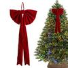 Red Large Velvet Christmas Tree Topper With Burgundy Bows All-Weather Holiday Decor For Indoor Outdoor Home Wedding Settings