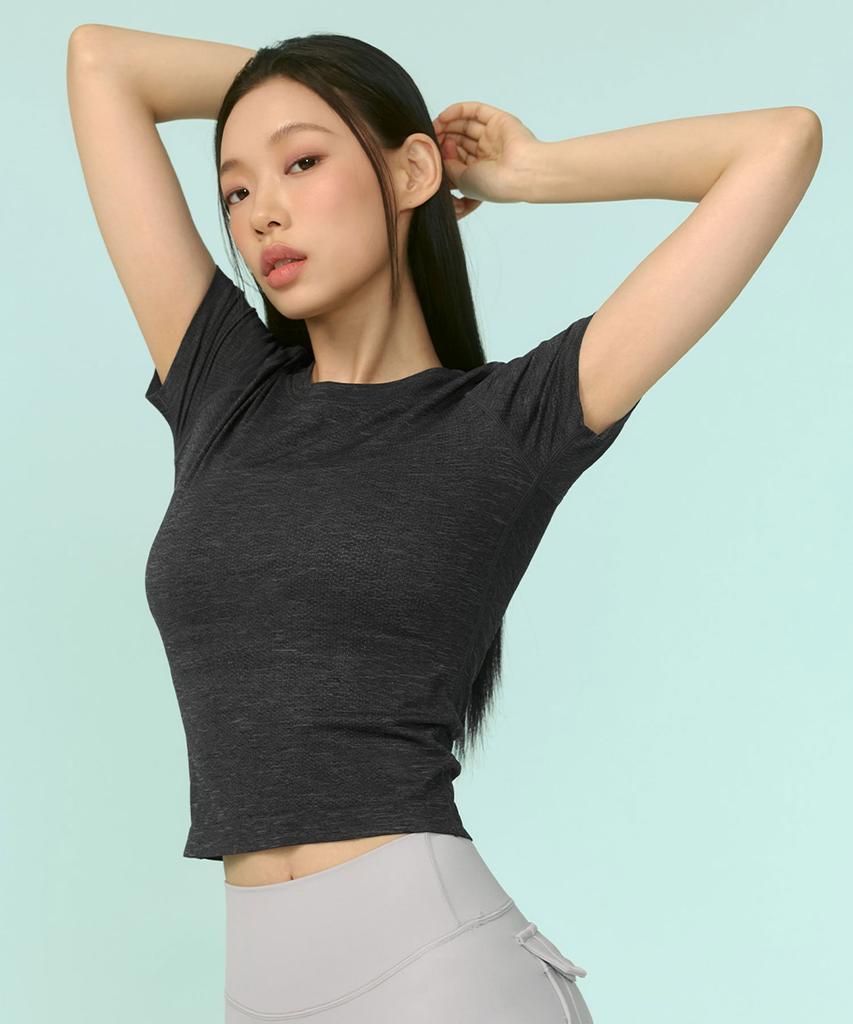 XEXYMIX Mesh Seamless Short Sleeve Charcoal Heather Grey Xfk2Ts1005