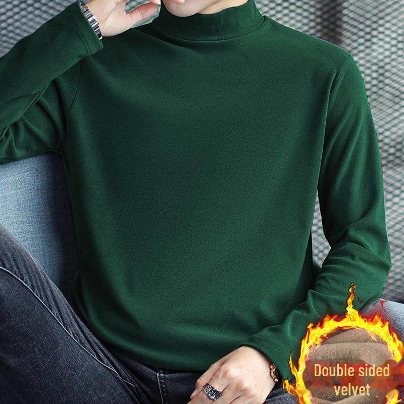 Pánské oboustranné termotričko s rolákem a dlouhým rukávem z německého sametu na zimu