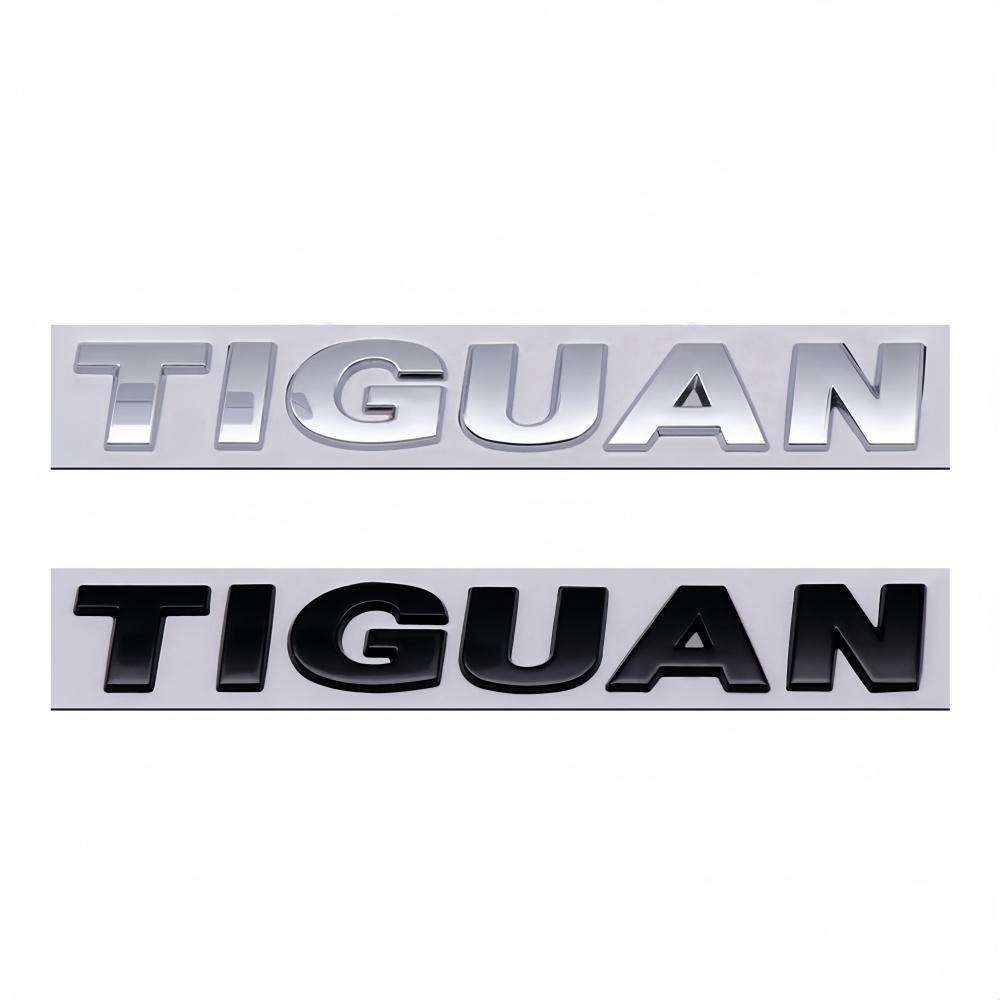 Pegatina de Coche 3D Metal Cromado Plata Negro Maletero Trasero Carrocería Guardabarros Letras TIGUAN Etiquetado Emblema Insignia Logo