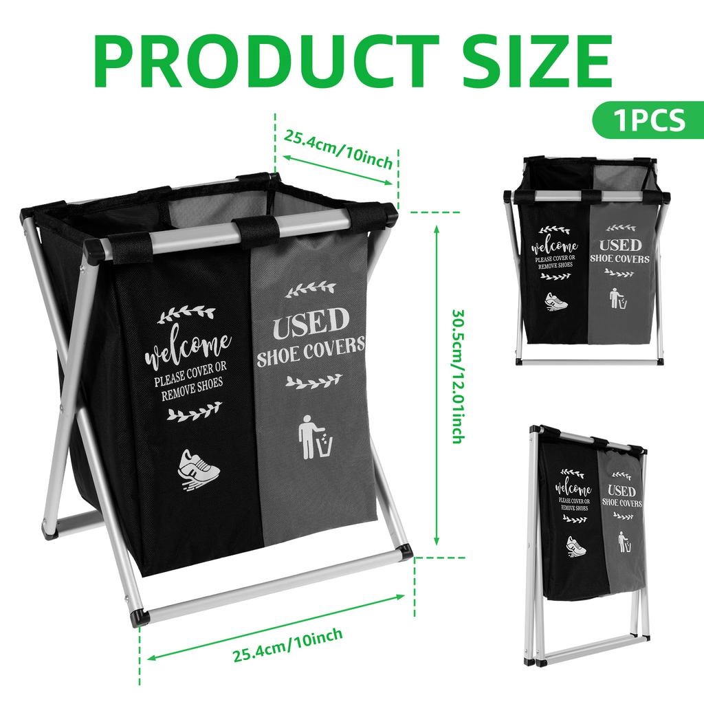2 Grids Storage Basket Oxford Fabric Waterproof Laundry Basket with Sign Foldable Storage Bin Shoe Cover Holder for Home Office