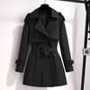 Women's Mid-Length Korean Style Trench Coat - Chic British Design