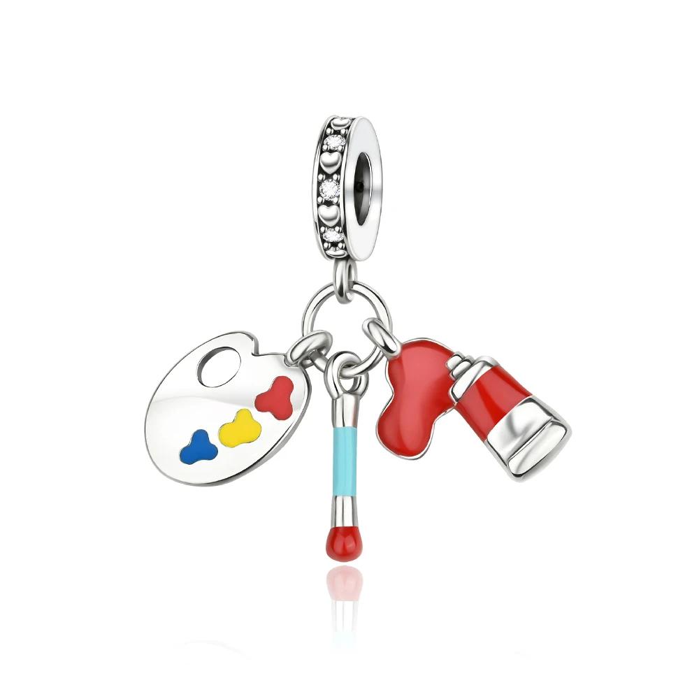 Copper Charms Original Design Blue Eyes Zircon Cat Dog Bead Heart Charm Diy Fit Bracelet For Women Wedding Jewelry Gift