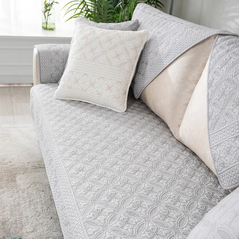 

Промытая хлопковая подушка для дивана, противоскользящее полотенце для дивана, зимняя гостиная, однотонная декоративная наволочка, жаккардовый толстый чехол для дивана 45x45cm pillowcase