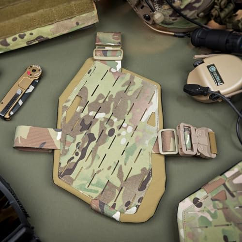 Adjustable Belt and Tactical MOLLE Lowering Leg Platform Lowering Leg Panel for Left Leg (Black)