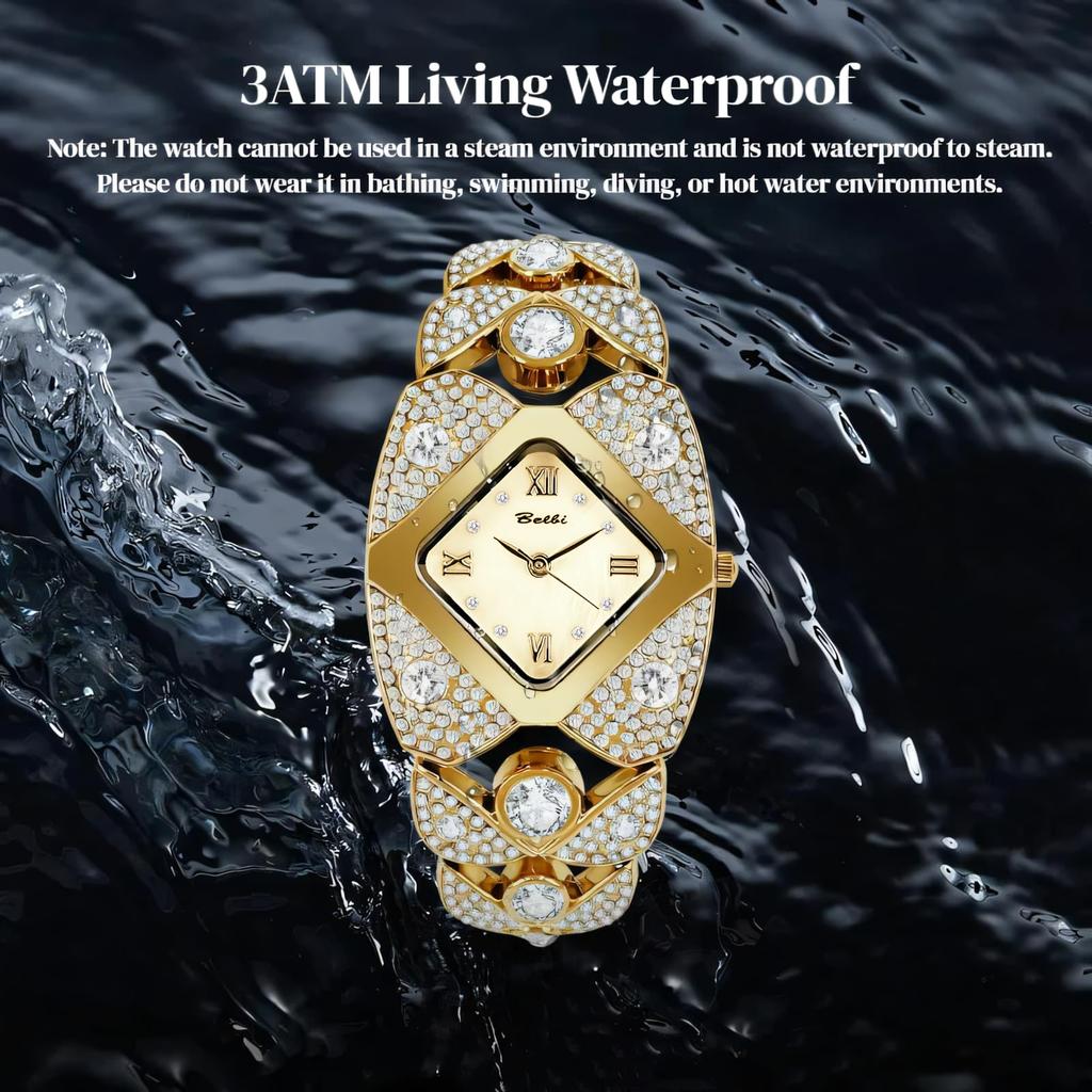 Unique Design Gold Women Bracelet Watches Luxury Elegant Wrist Watches For Ladies Full Diamond Women Quartz Wristwatches