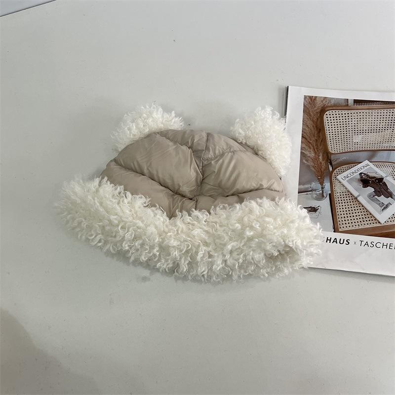 

Новая пуховая хлопковая двойная помпон монгольская шапка универсальная зимняя студенческая мужская и женская снежная защита ушей теплая шляпа-ведро M（56-58cm）