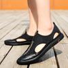 Sandale Bărbătești din Piele Perforată Plajă Exterior Mesh Piele Moale Pantofi Casual Timp Liber Durabili Bărbați 2024 Adidași Noi de Vară