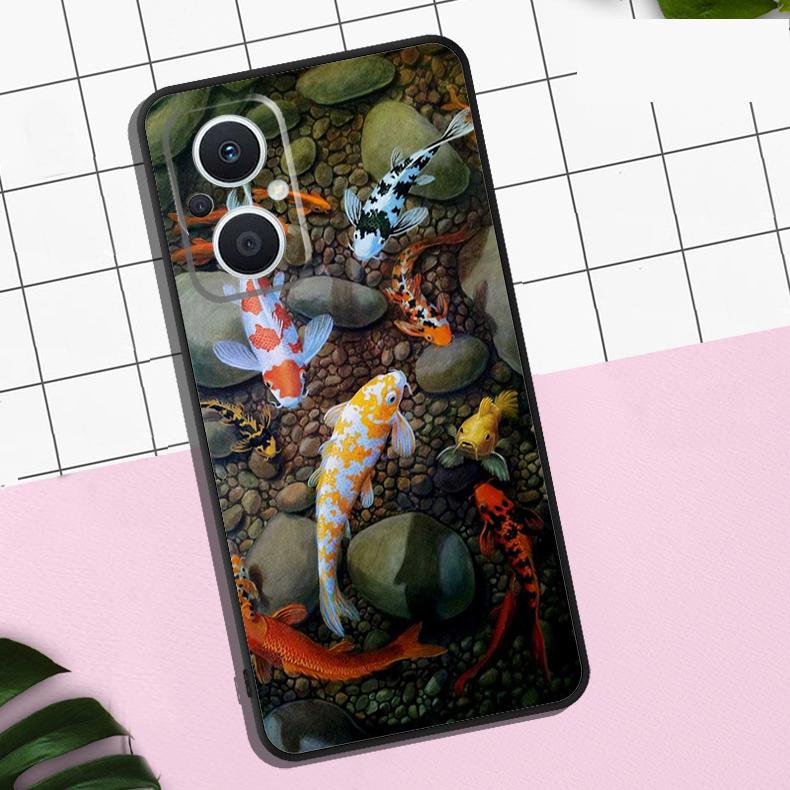 Koi Fish Carp Case For OPPO Reno 11 12 13 F 8T 7 8 10 Pro OPPO Find X8 Pro X3 X6 Pro X5 Lite Cover Coque