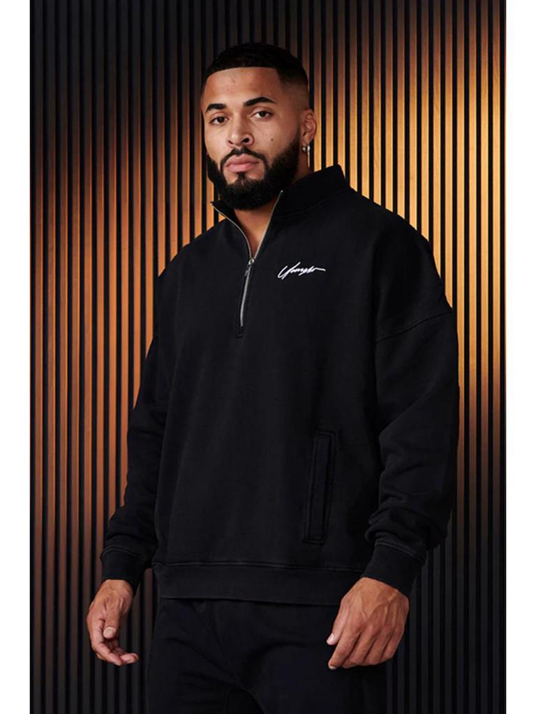 YoungLA Men's Cotton Half-Zip Athletic Sweatshirt - Long Sleeve Running & Fitness Jacket