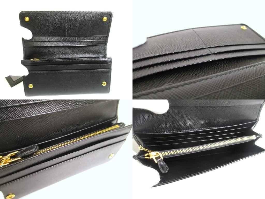 Authentic PRADA Saffiano Black Leather Bifold Long Flap Wallet #b001  Refurbished