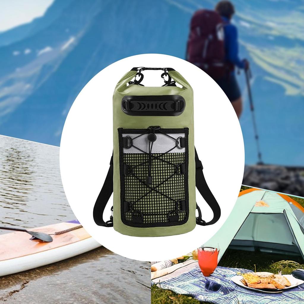 Trockentasche mit Griff, Leichter und vielseitiger Rucksack, Grün, für Camping, Rafting, Schwimmen,