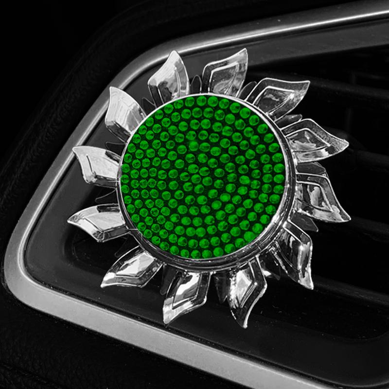 Car Air Freshener Spinning Car Vent Clip Fragrance Diffuser Bling Diamonds Stying Fan Shape Auto Decor Interior Accessories