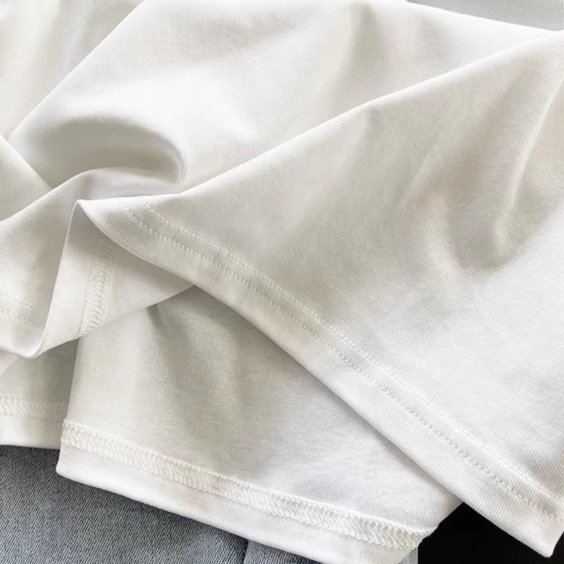 7 Cherries Women's 230g Cotton Short-Sleeve T-Shirt, 2024 Edition - Loose Fit, Soft & Sweet Style