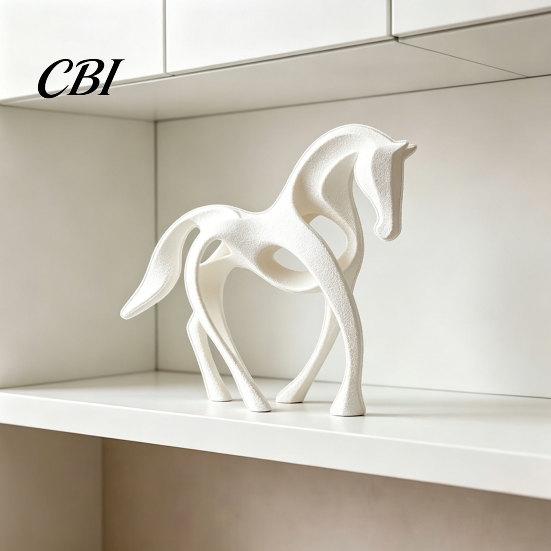 Modern Horse Decoration 3D Printed Abstract Statue, Minimalist Hollow White Figurine for Sculpture Desk Decor, Animal Shape Ornament Home Living Room