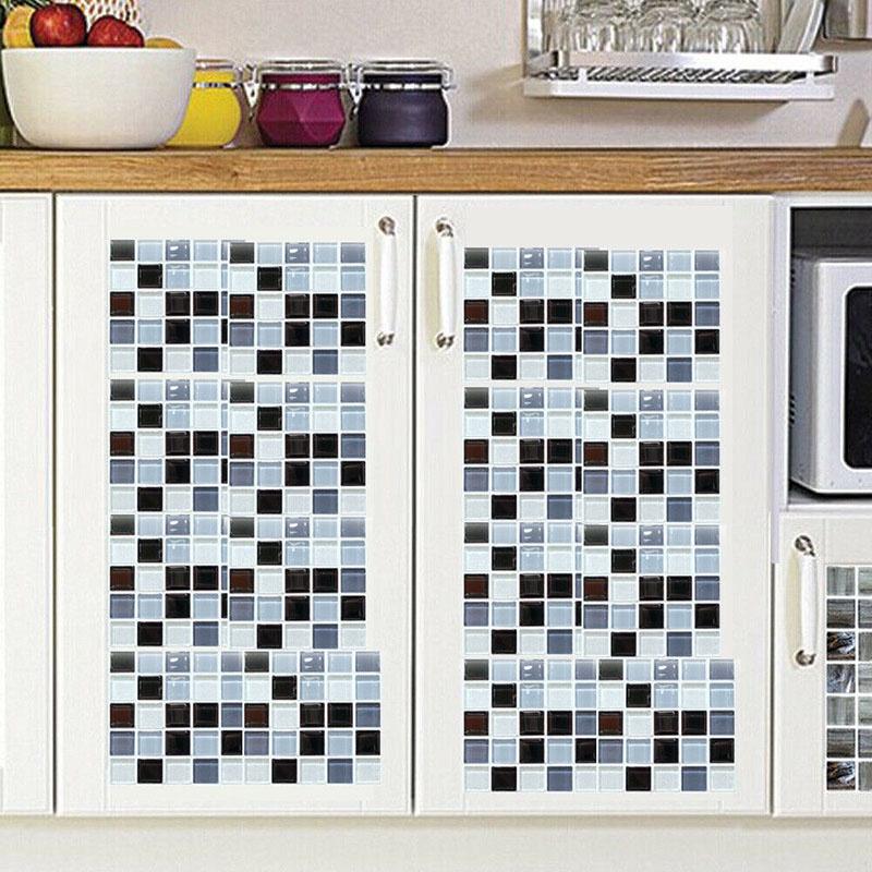 Elegant 3d Mosaic Self-adhesive Oil-proof Wall Sticker Set For Home Kitchen Decor