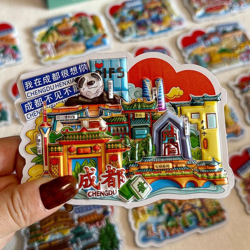 Popular Chinese city Locker Magnet 3d cartoon Refrigerator Magnet Resin Fridge Magnet for Kitchen Decoration