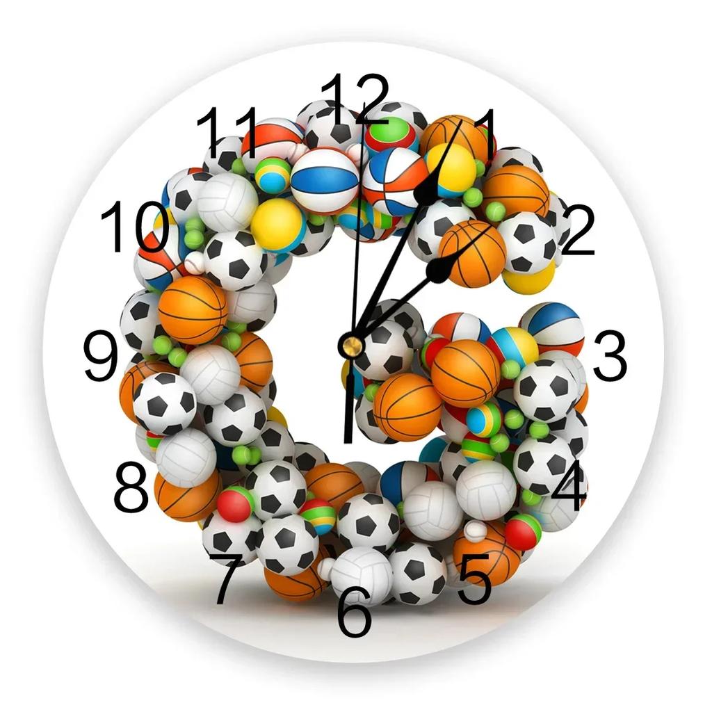 Sky Grass Football Clock Living Room Home Decor Large Round Wall Clock Mute Quartz Table Clock Bedroom Decoration Wall WatG6A9Q7