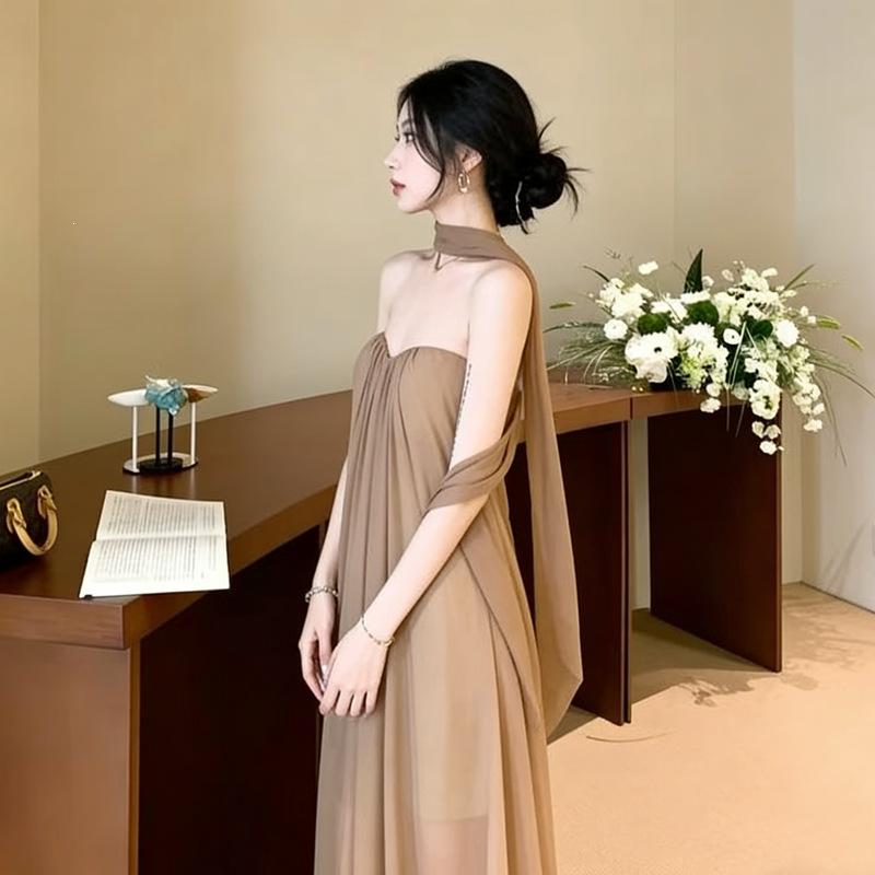 Holiday Wind Streamer Sleeveless Tube Top Dress Women's Summer Temperament Loose Pendulum Skirt Design Sense Casual Dress