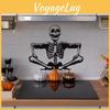 Halloween Smiling Skeleton Glass Showcase Bedroom Home Decoration Stickers Wall