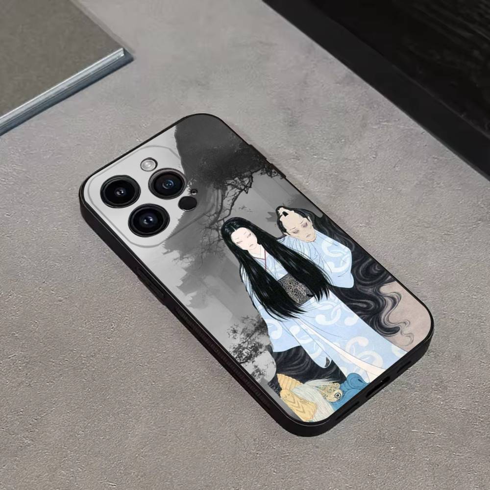 Japan Style Ukiyo-e New For iPhone 17,16,15,14,13,12,11,Pro,Max,Plus,E,SE4,Air,Mini Black Soft Cover Phone Case