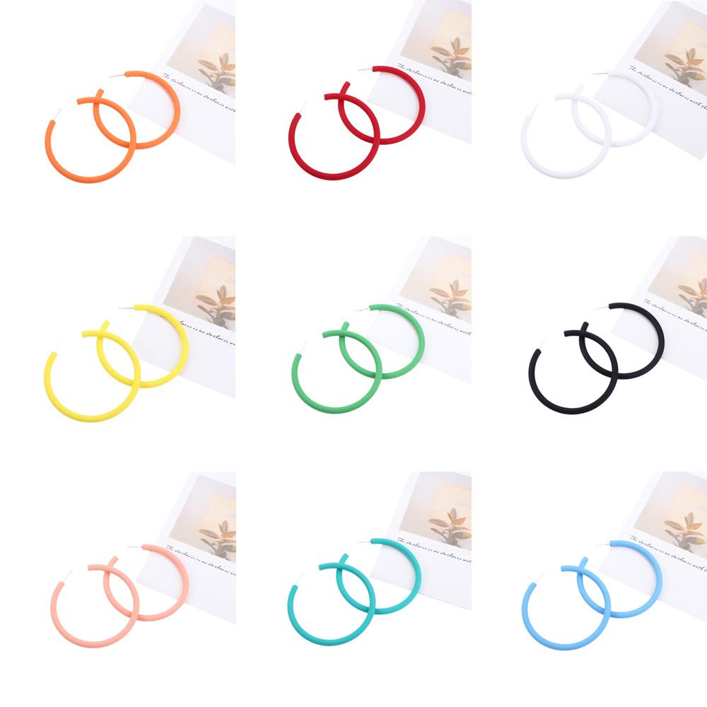 Women Round Candy Color Personality Simple C-shaped Round Earrings Hoop Earrings Women Jewelry