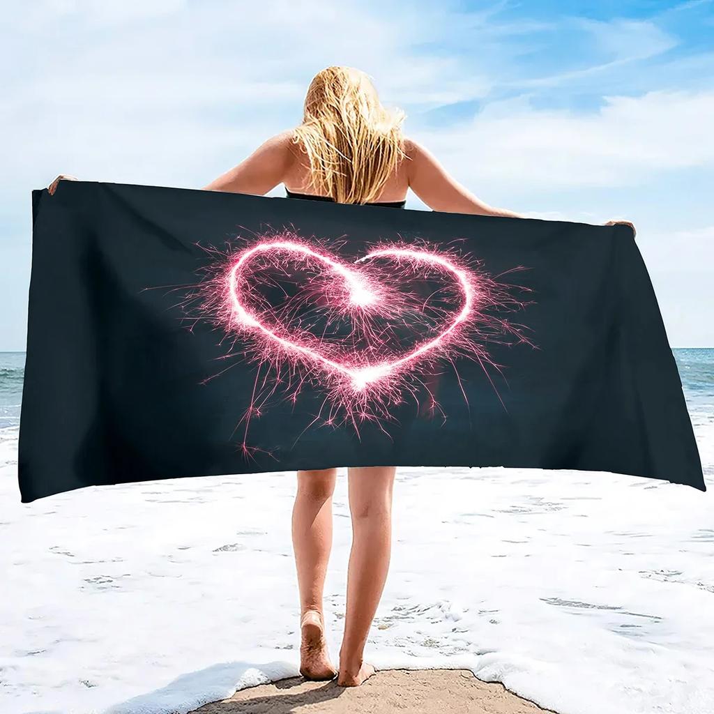 Valentines Day Hearts Beach Towels Oversized Microfiber Beach Towels for Adults Extra Large Yoga Towel for Outdoor Travel Swim