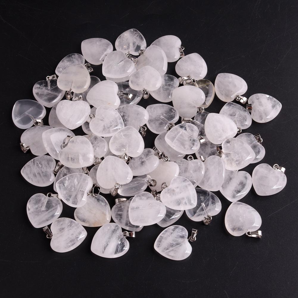 20mm Crystal Agate Heart Necklace Pendant - Natural Stone Jewelry Accessory
