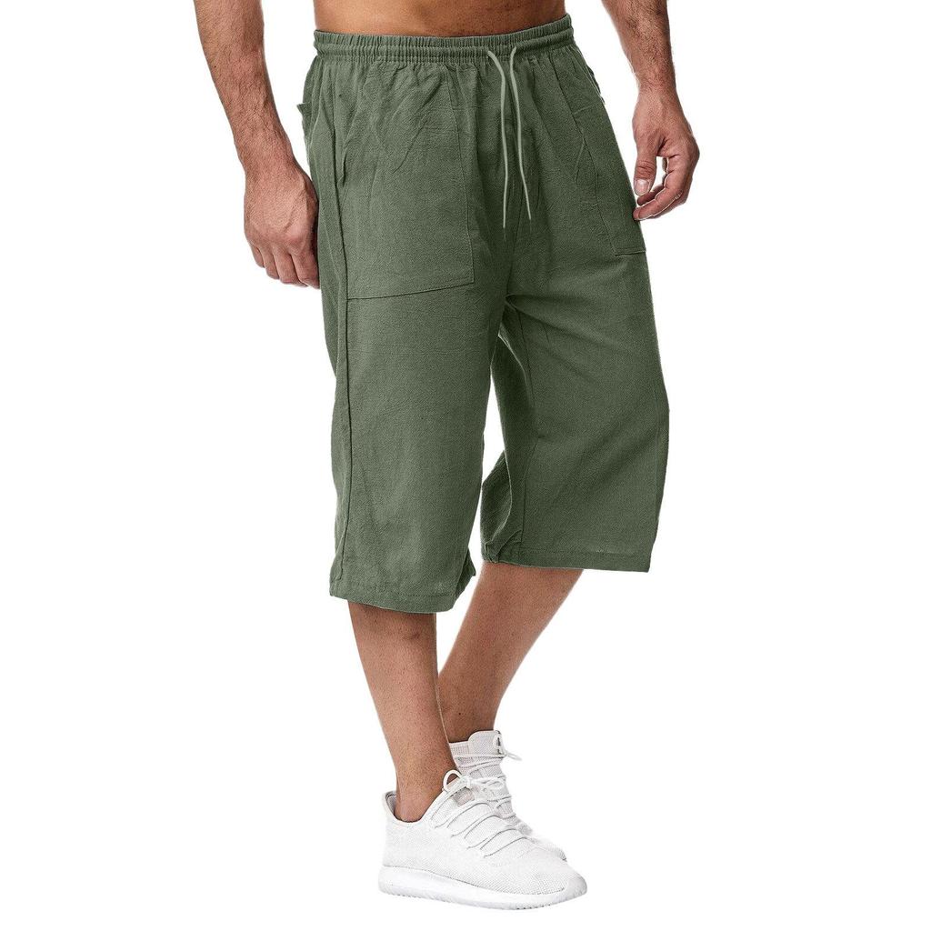 Lässige, einfarbige, verkürzte Freizeithose für Herren im Sommer