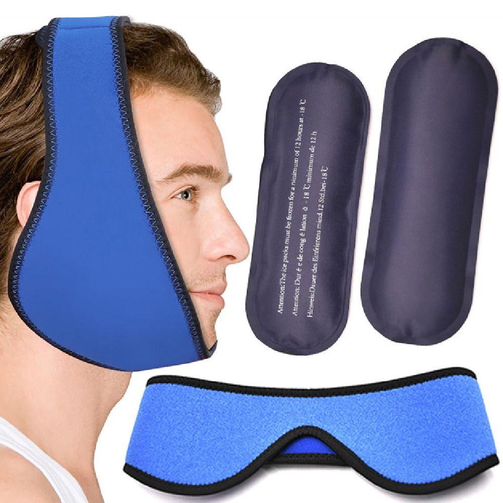 Elastic Hot Cold Gel Wraps Toothache Relief 4 Ice Packs with Adjustable Wrap Tooth Extraction