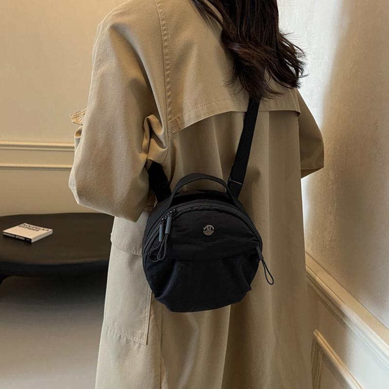 Women's Casual Nylon Crossbody Bag with Adjustable Strap Vintage Solid Color Small Shoulder Bag Polyester Lining for Everyday Use AVE