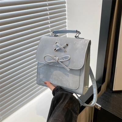 Ballet Style Women Backpack Girls College Backpack Fashion Women Item Storage Handbag Bow Decoration PU Material