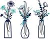 3-Piece Metal Flower Wall Art Set - Rustic Farmhouse Decor: Black Minimalist Flower Wall Decor