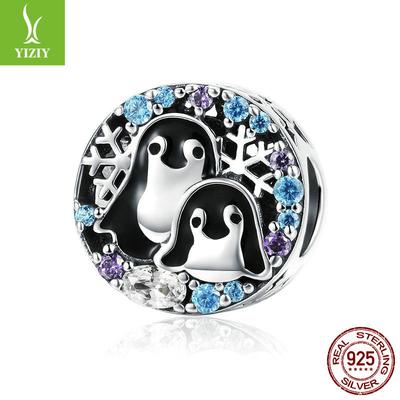 Plata de Ley 925 Cuentas Sueltas Pingüino de Invierno Hogar Pulsera de Cuentas DIY Accesorios