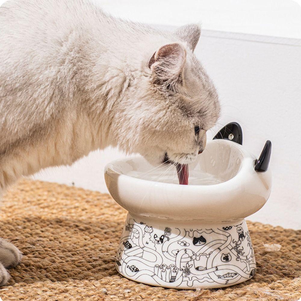Large Capacity Pet High Foot Bowl Non-slip Dog Food Feeding Basin Ceramic Cat Bowl  Kitten Puppy
