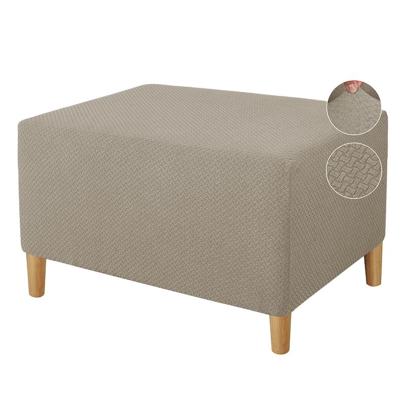 1PC Rectangle Protector Elastic Jacquard All-inclusive Ottoman Cover Solid Color Home Decor Anti Slip Footstool Cover