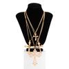 Hip Hop Ins Style Pearl Stacked Cross Pendant Necklace Versatile Metallic Chain Necklace for Men and Women