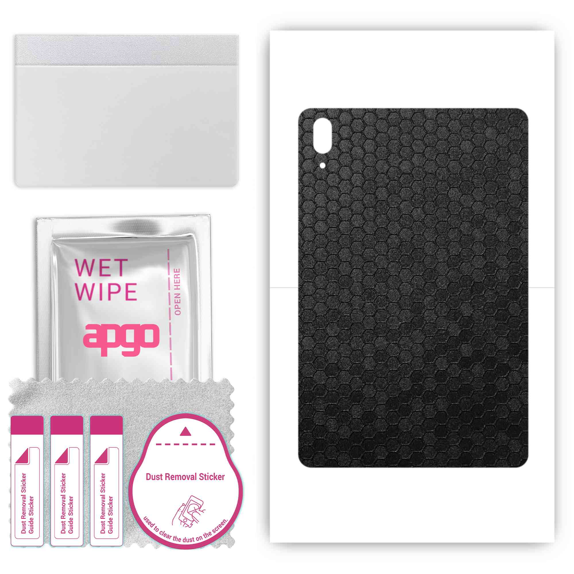 

apgo skin sticker film foil vinyl for the BACK compatible with Lenovo Tab P11 Pro, scratch-resistant, easy to install - Black Honeycomb