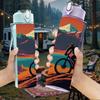 1PC Mountain Biking Cycling Scenery Print 750ml Color Plastic Sports Water Bottle Leakproof Flip Straw Lid Suitable for Sports Office Home Use