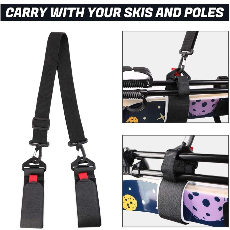 Ski Carrier Strap Ski Strap Shoulder Adjustable Ski Rod Transport Handle Adjustable Shoulder Carrier Lash Handle Straps