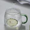 Hammered Glass Teacup with Green Handle