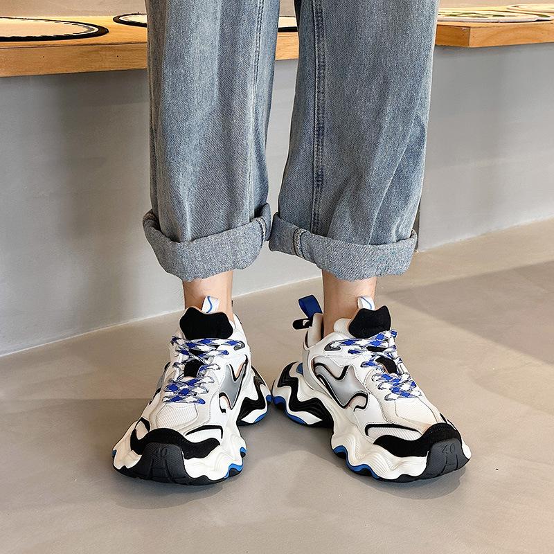 Wave Platform Women's Spring and Summer Platform Sports Shoes Trendy Brand Mesh Breathable Casual Shoes