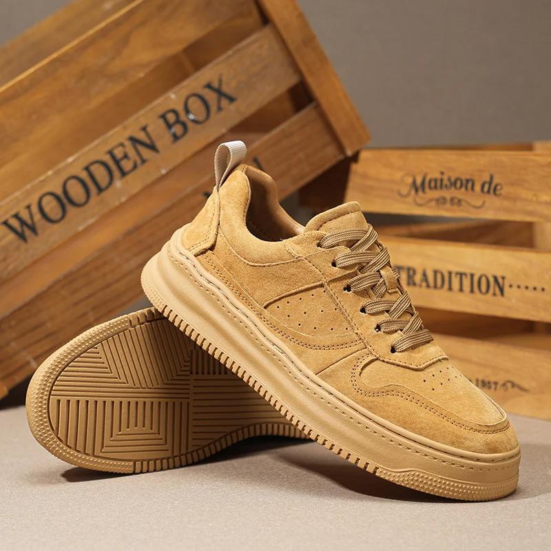 Men Leather Sneakers Outdoor Fashion Dress Shoes Designer Platform Leather Casual Outdoor Flats Shoes Spring Autumn Sneakers Men