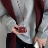 Leather Coin Necklace Pendant with Long Rope & Earphone Case