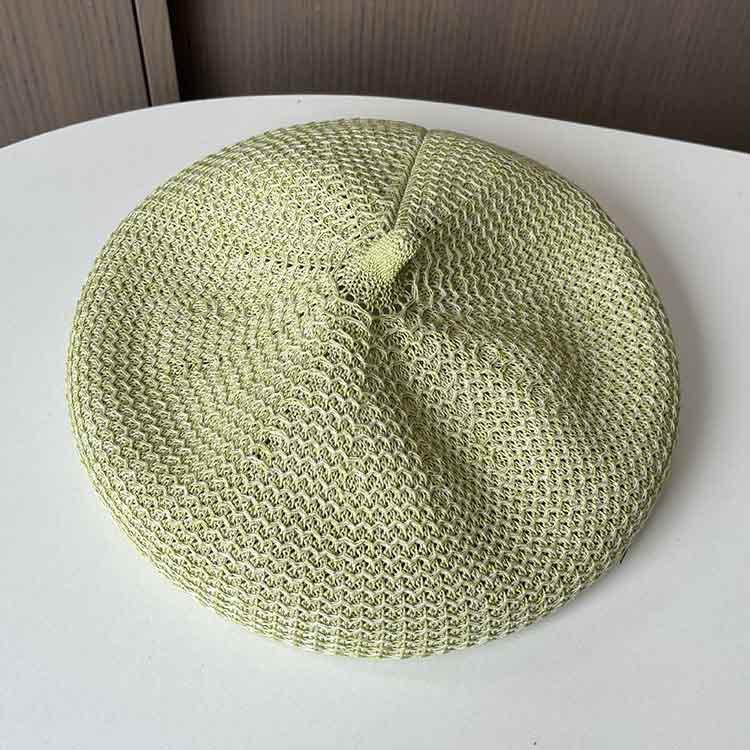 Light plate thin beret women's summer woven breathable bud hat versatile shopping sweet and gentle painter hat