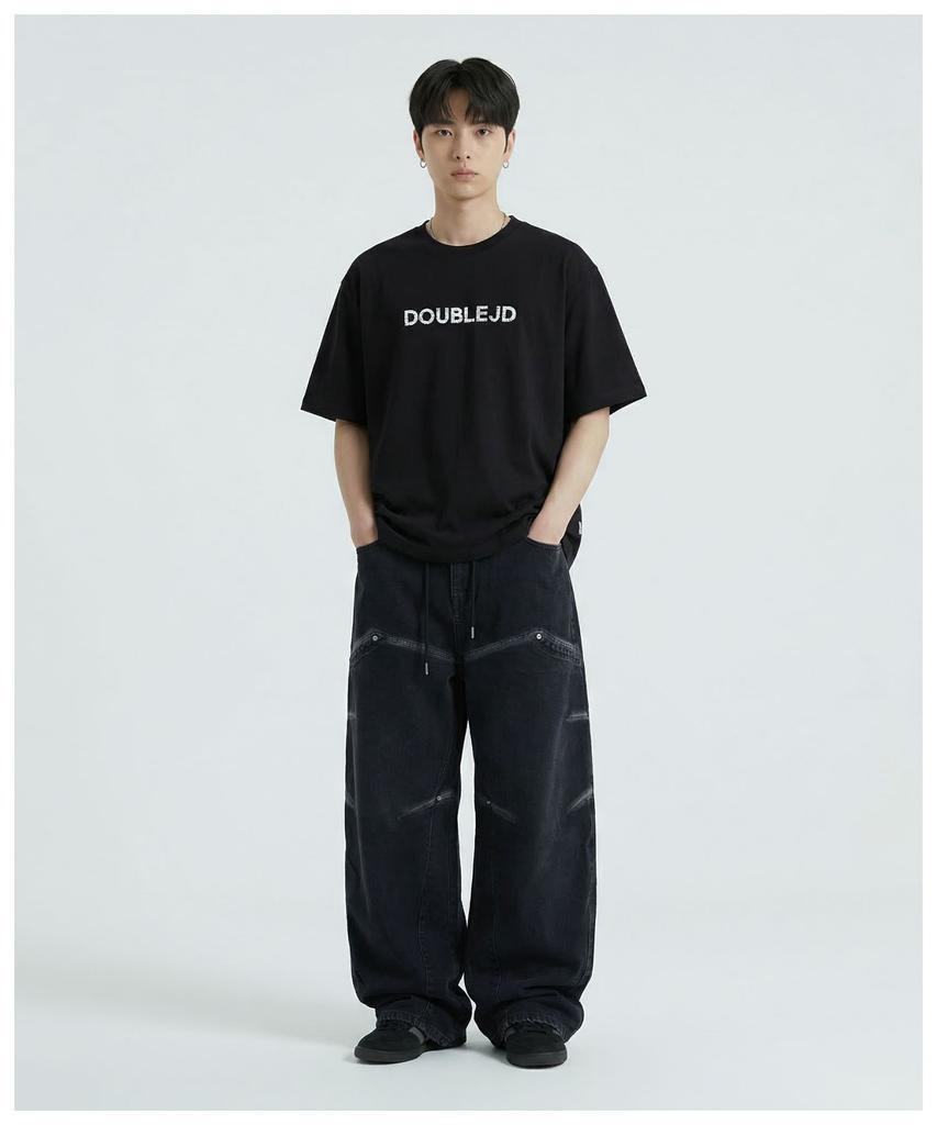 DOUBLE JD Line Washed Denim Pants