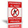 Vintage No Trespassing Private Property Metal Sign Prohibido El Paso Tin Sign 2D Flat Wall Decor for Gate Fence Workplace